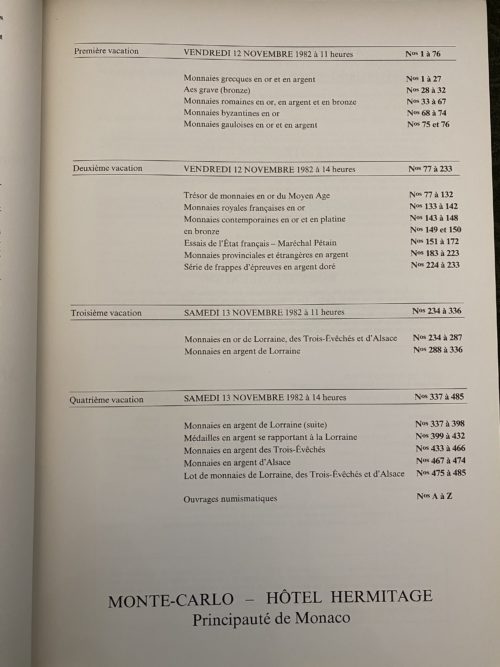 Catalogue de vente Numismatique Monte Carlo 1982 – Image 2