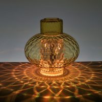 Suspension verre moulé nid d'abeille jaune ambre années 1960-70