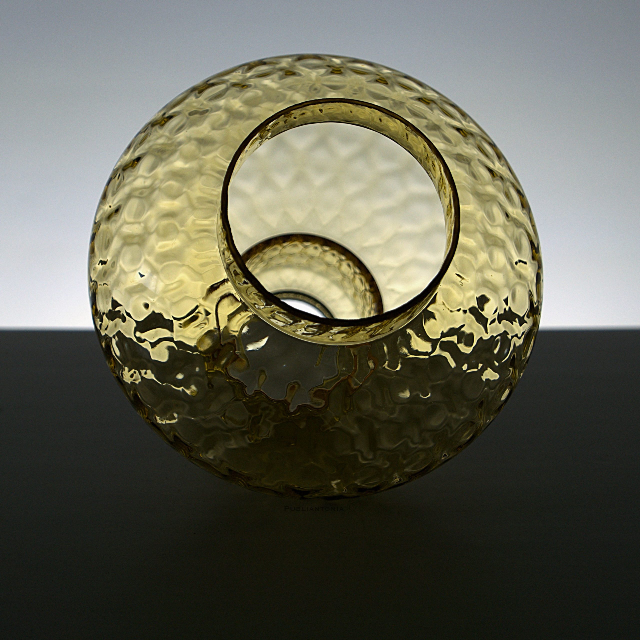 Suspension verre moulé nid d'abeille jaune ambre années 1960-70 – Image 3