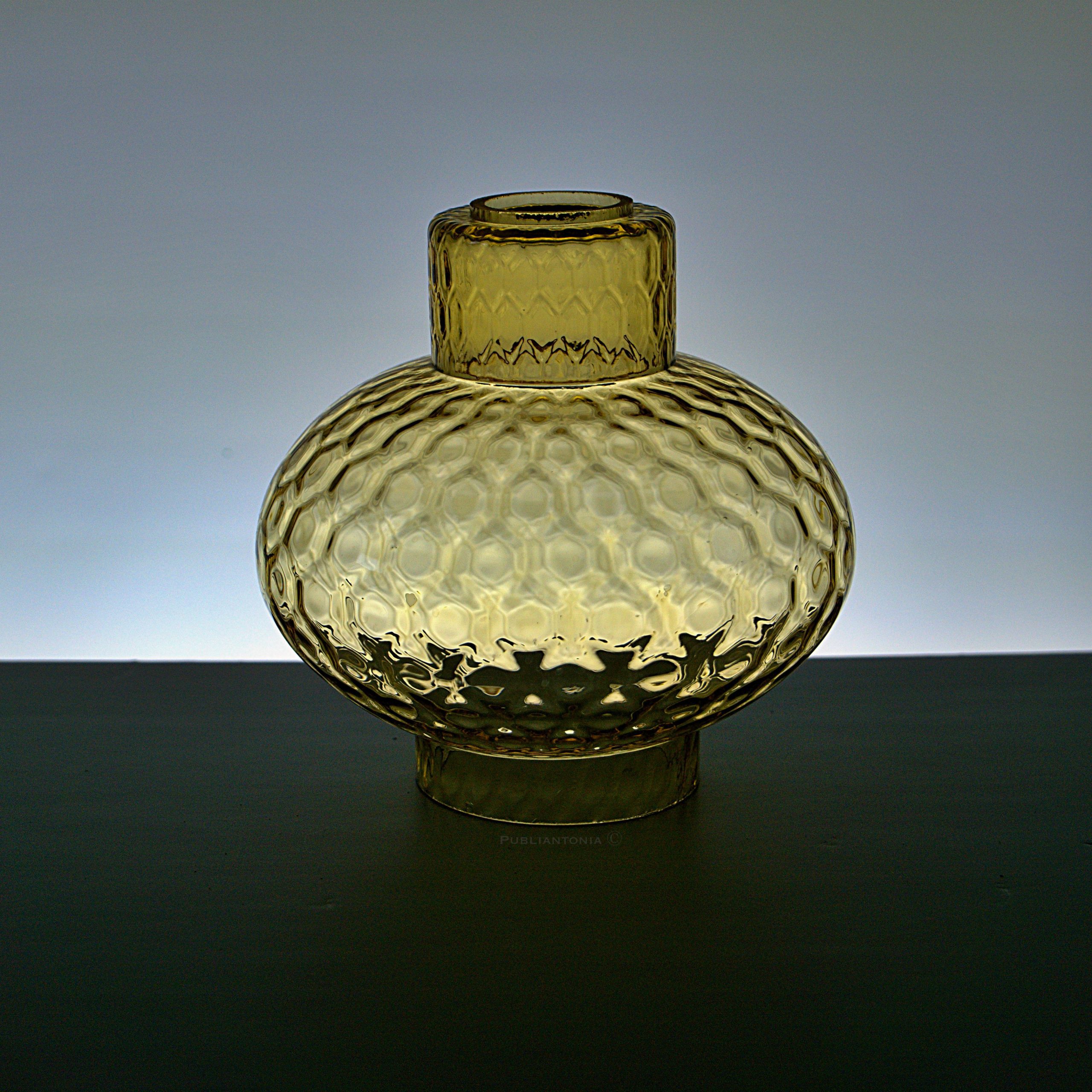 Suspension verre moulé nid d'abeille jaune ambre années 1960-70 – Image 4