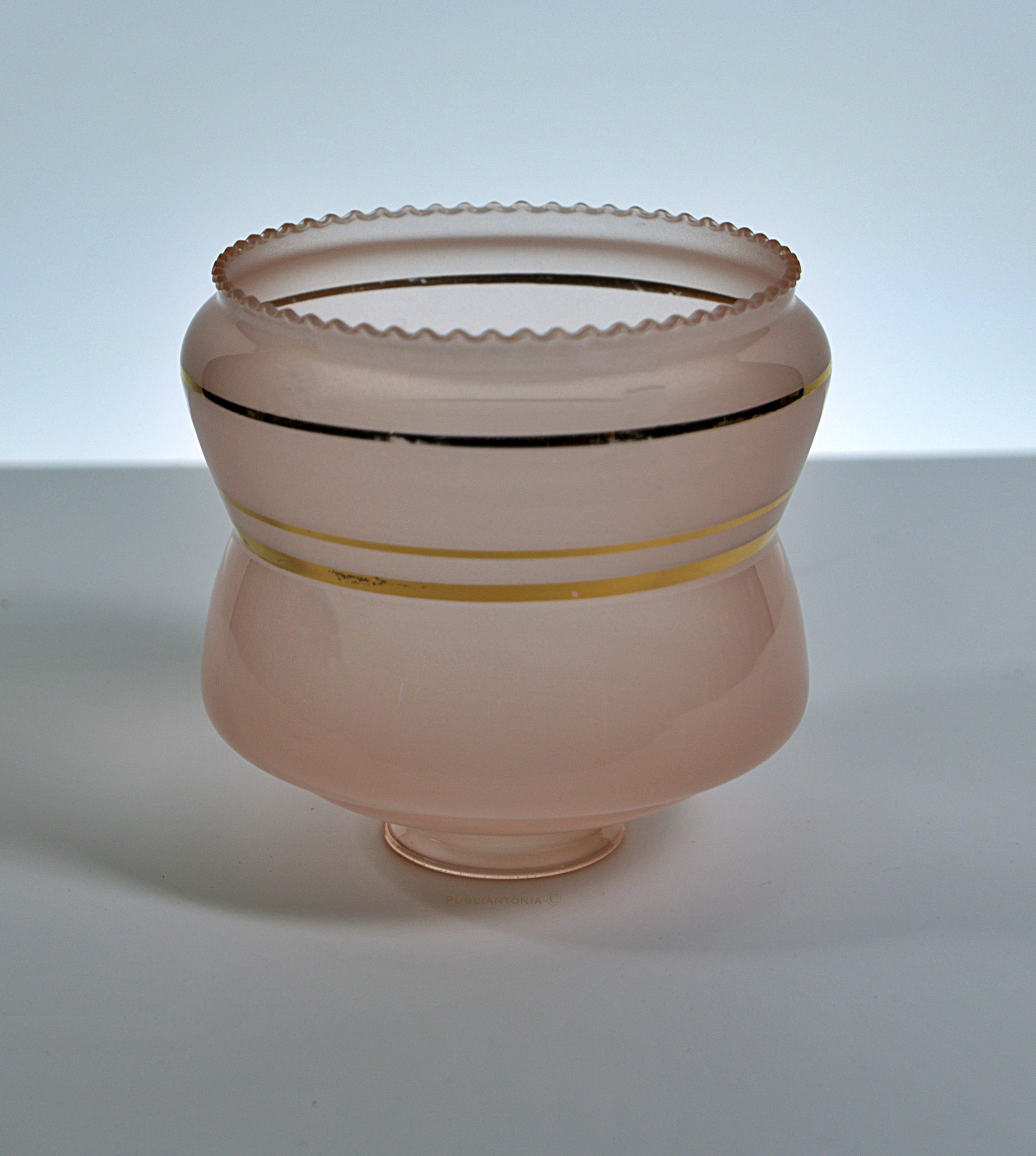 Globe lampe Art Déco rose opaline et dorures - 1930-1950 – Image 3