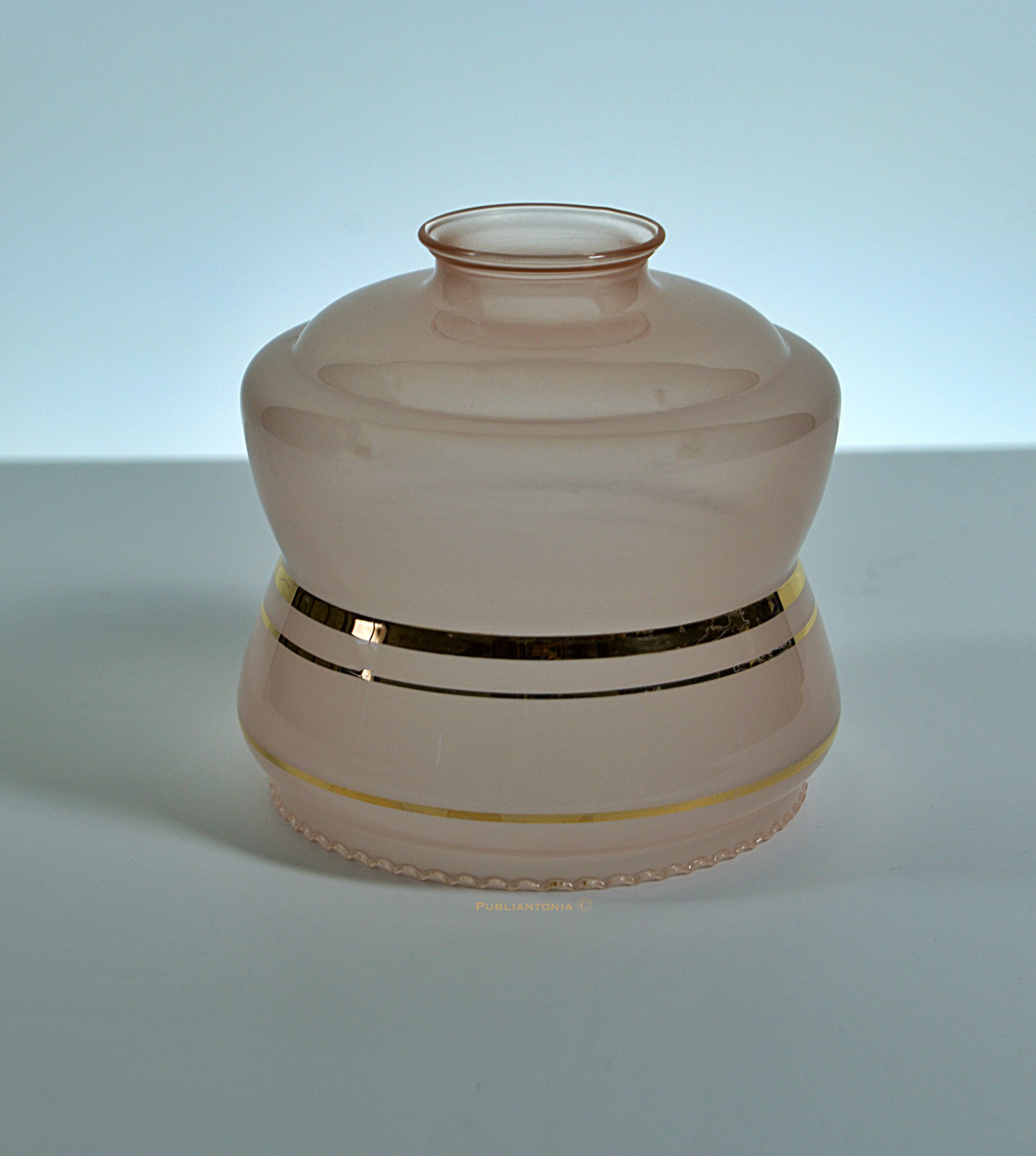 Globe lampe Art Déco rose opaline et dorures - 1930-1950 – Image 2