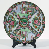 Assiette Porcelaine Rose Medallion Chine Canton Années 1950