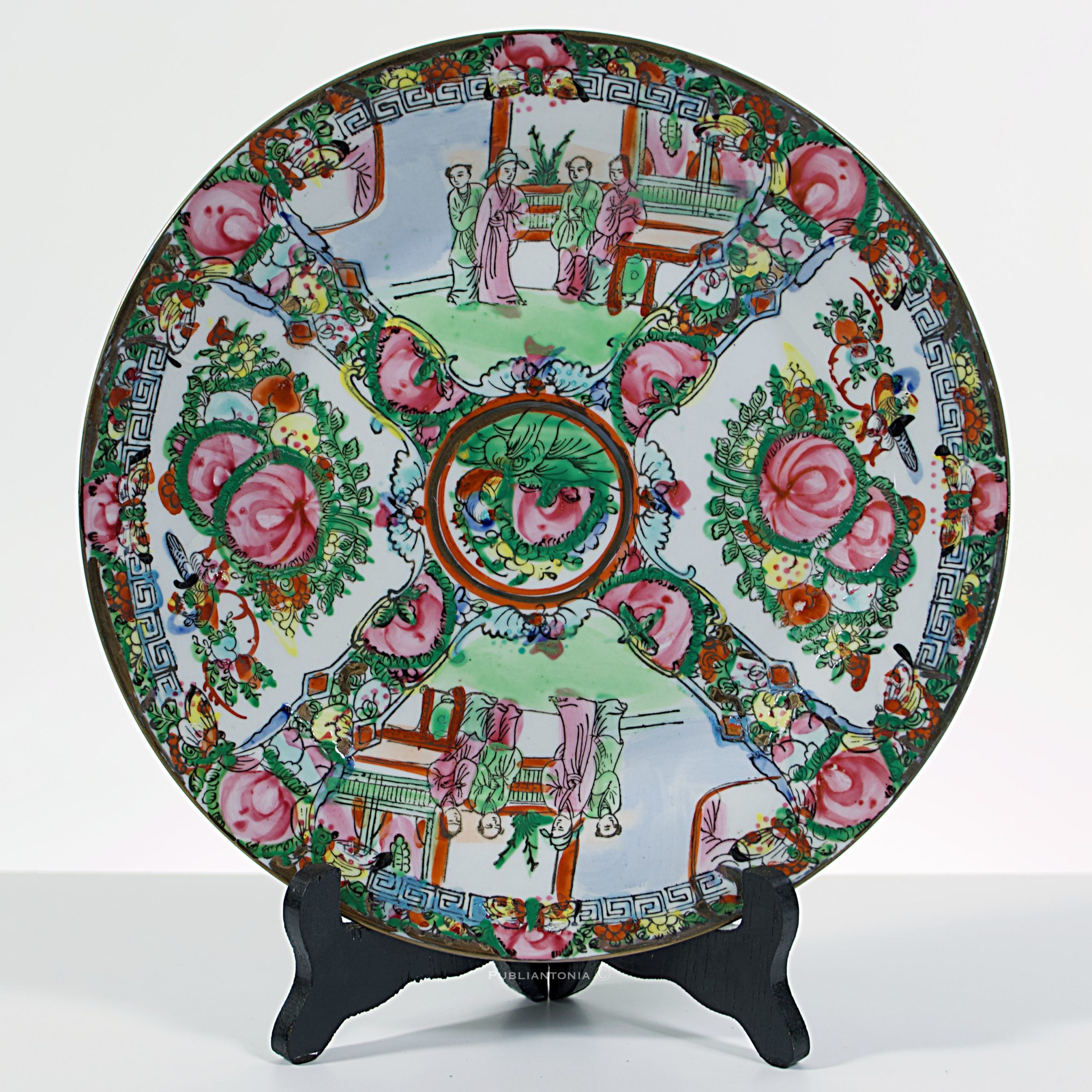 Assiette Porcelaine Rose Medallion Chine Canton Années 1950