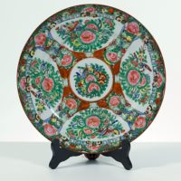 Assiette Porcelaine Canton Rose Medallion Qianlong XXe